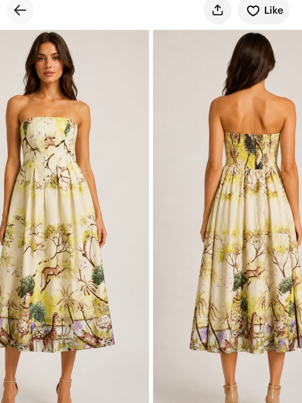 Caroline Constas safari yellow lime purple empire cotton Tuckernuck dress M - Picture 4 of 7